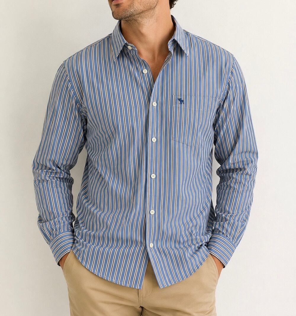 Abercrombie & Fitch Muscle Fit Striped Button-Down Shirt Size Small